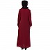 A-line abaya with piping at sleeves-Maroon-black
